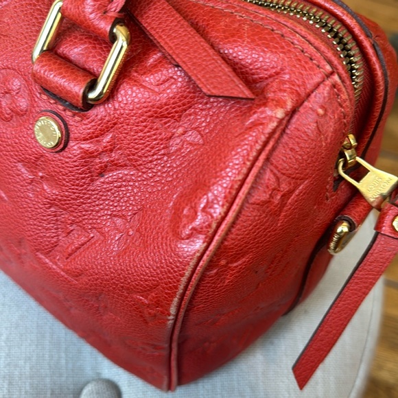 LAST CHANCE!! Louis Vuitton Speedy 25 Empreinte Bag EUC Red-Orange - Picture 3 of 16